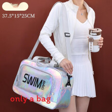 (Silver) Waterproof Swim Pvc Bag With Laser And Letter Printing Design Travel For Gym