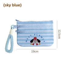 (Blue) Passport Cartoon Style Organizer With Dog And Bear Print For Travel Design