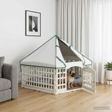 vidaXL 6 Panel Dog Playpen White 179 x 151 x 114 cm Plastic