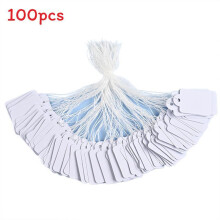 (White) Paper Hang Blank Tags Pre Tied Cotton String Price For Jewelry Marking Gifts
