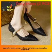 (Black,37)Pointed Toe Low Heeled Shoes With Printed Patterns And Pearl Decor For Womens