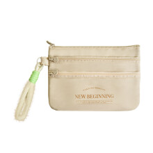 (Beige) Passport Oxford Travel Cover With Letter Print And Material Waterresistant