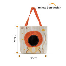 (Yellow Lion)Pet Travel Bag With Large Capacity And Cartoon Print Design For Cats Small Dogs