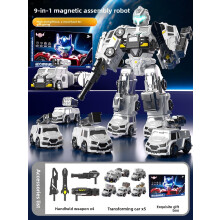 (White)Magnetic Transforming Toy Robot With Assembly For Kids Development Coordination