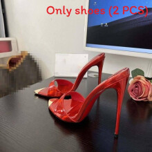 (Red ,40)High Heeled Slippers With Slipon Design And Pointed Design For Summer Casual