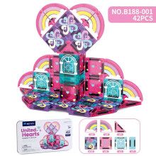 (Heart 42pcs)Fairy Tale Castle And Christmas Magnetic Puzzle Set For Childrens Creative Play