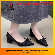 (Black,36)Womens Pointed Toe Low Heeled Shoes With Bow Detail For Daily Wear Spring