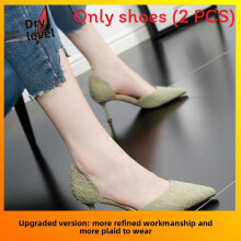 (Green,34)Womens Solid Color Elegant High Heels With Fine Heel And Pointed Toe For Daily
