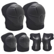 (Black) Kids Pcs 6 Knee Pads Elbow Breathable Protective Gear Set Skating Wrist Scooter