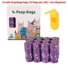 (Purple 12Rolls)Sacs poubelle recyclables pour chien avec impression fraise pour nettoyage extérieur pour animaux de compagnie voyage
