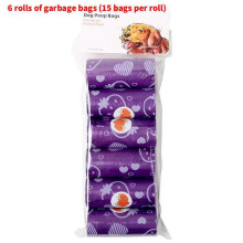 (Purple 6Rolls)Sacs poubelle recyclables pour chien avec impression fraise pour nettoyage extérieur pour animaux de compagnie voyage