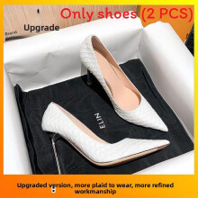 (White,40)Womens Solid Color High Heeled Shoes With Scale Pattern And Pointed Head Design