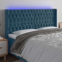 vidaXL LED Kopfteil Dunkelblau 183x16x118/128 cm Samt