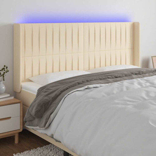 VidaXL vidaXL LED Kopfteil Creme 183x16x118/128 cm Stoff