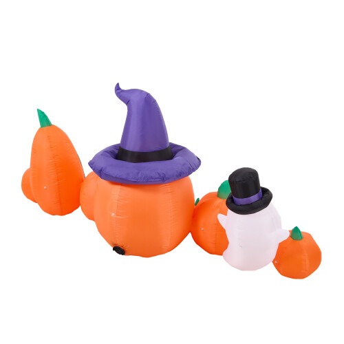 Living And Home 8ft Halloween Inflatable Pumpkin Outdoor Decorations with Ghost 2