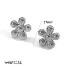 (Silver) Stainless Steel Stylish Floral Stud Earrings For Women With Gold Finish Plating