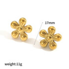 (Gold) Stainless Steel Stylish Floral Stud Earrings For Women With Gold Finish Plating