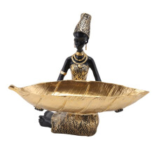 Black Woman Resin Tray - Luxury Home Decor for Living Room Candy Holder Container Table Decoration Fruit Bowl Ornaments