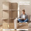 Homcom HOMCOM 4 Panel Folding Room Divider, Privacy Screen with Shelves, Natural 5
