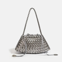 (Silver) 2026 SS Premium Handwoven Shoulder Bag Hot Sale Large Inner Pocket Underarm Handheld Purse K-Fashion Women