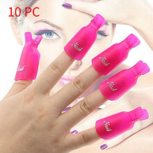 (RoseRed10PCS)New 10pcs Plastique Nail Art Soak Off Cap Clip Uv Gel Polish Remover Wrap Outil