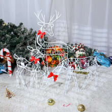 9 Stück Handgefertigte Weihnachtsdekoration Aus Eisen in Form Eines Elchhirsches und Eines LED-Lichts, Leuchtendes