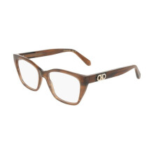 Ferragamo SF3074 54/17/150 Gestreepte bruine Acetaat DAMES SF3074