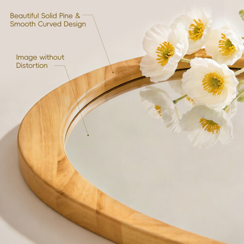Living And Home Wooden Frame Bathroom Mirror, 49cm W x 77cm H 2