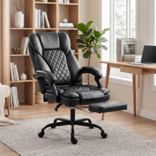 HOMCOM Home Office Chair Reclining Function High Back, Black