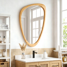 Wooden Frame Bathroom Mirror with Shatter-Resistant Film