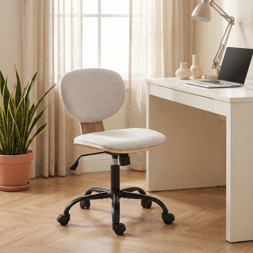Homcom HOMCOM Home Office Desk Chair Height Adjustable, Light Grey 1