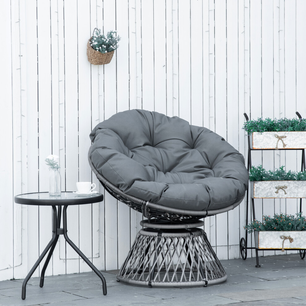 Outsunny - Swivel Papasan Chair - Extra Large - Grey - Image 4