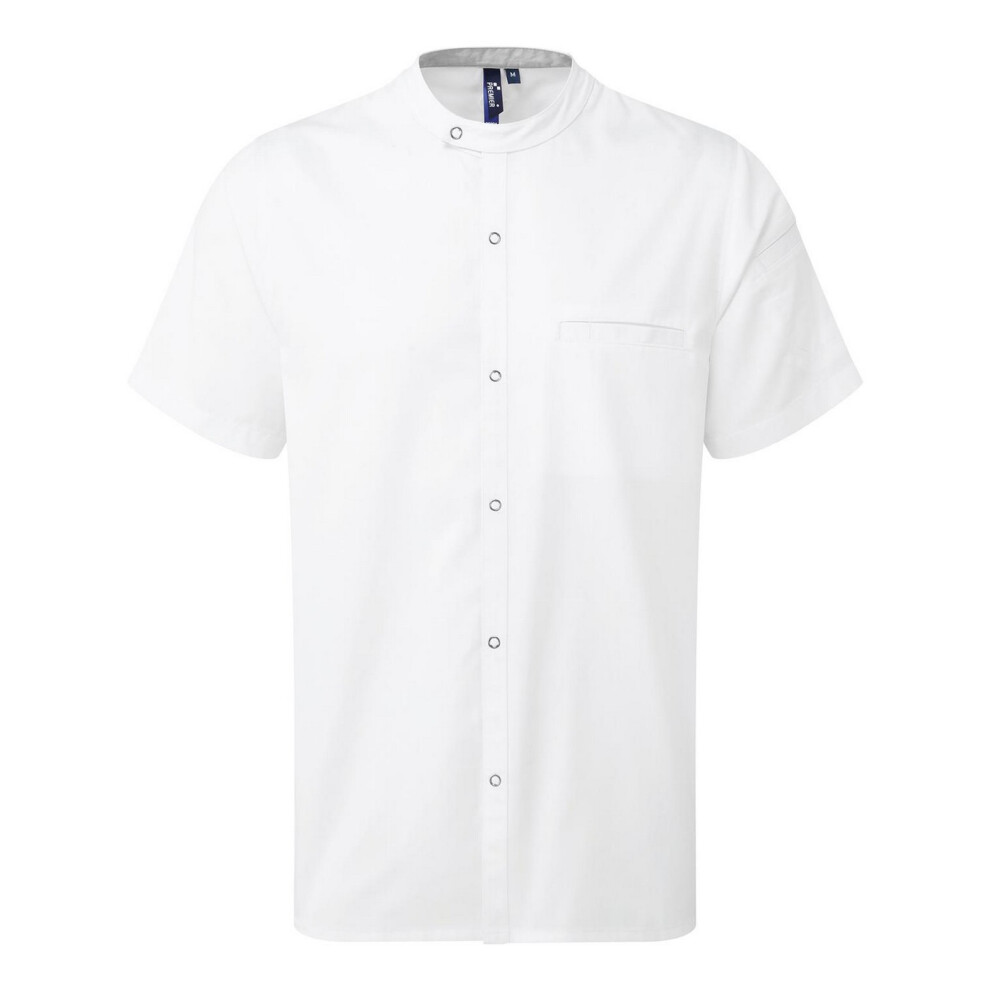 (XS, White) Premier Unisex Adult Recyclight Short-Sleeved Chef Shirt