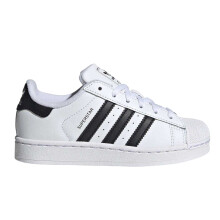 (12 UK Child, White/Black) Adidas Childrens/Kids Superstar Low Trainers