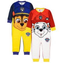 (6-7 Years, Blue/Yellow/White) Paw Patrol Childrens/Kids Chase & Marshall Sleepsuit (Pack of 2)