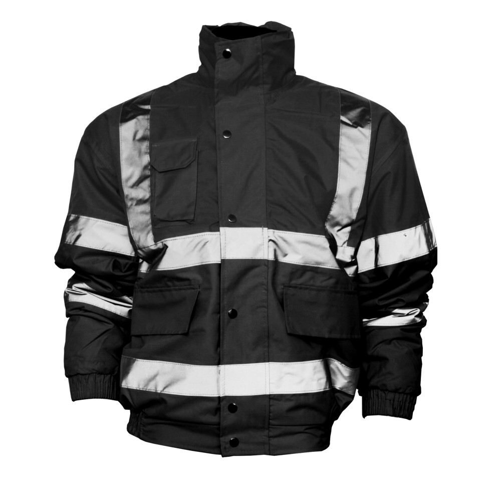 (S, Black) Yoko Mens Hi-Vis Bomber Jacket 5055747619188