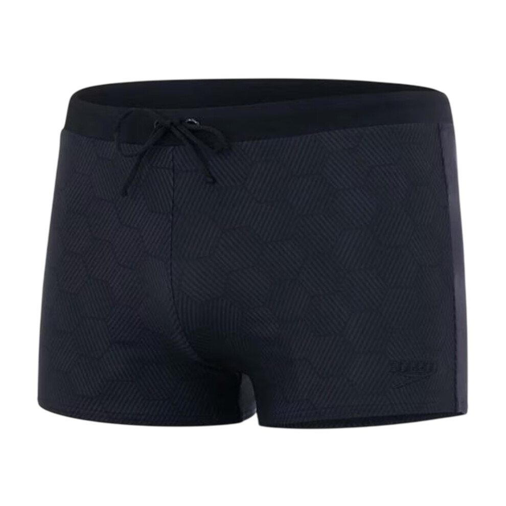 Speedo (28R, Black/Grey) Mens Geometric Swim Shorts