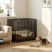 PawHut Heavy Duty Dog Crate, Dog Cage with Wheels for Small Medium Breeds