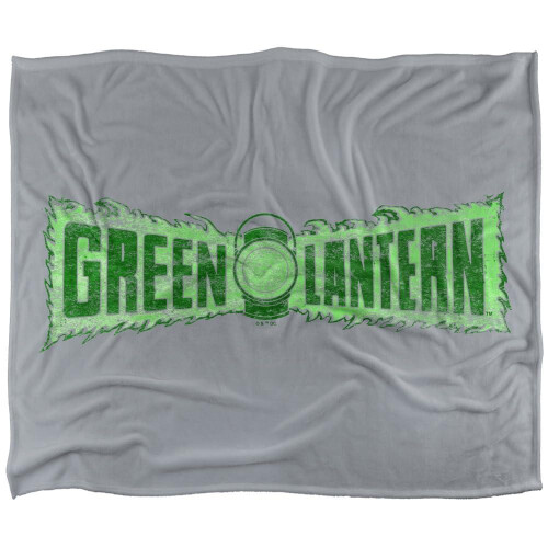 (127cm x 152cm, Grey/Green) Green Lantern Text Logo Soft Touch Blanket