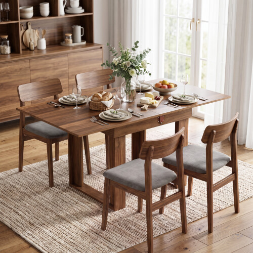 Homcom HOMCOM Folding Extendable Dining Table for 4 Under-Table Storage 140cm Grey