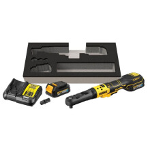 DEWALT XR 18V harjaton räikkäavain - Akut 2 x 1.7 Ah - Vaihdettavat päät 1/4', 3/8' ja 1/4' kuusiokolopidike - D