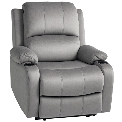 Microfibre Manual Reclining Armchair, with Footrest - Grey