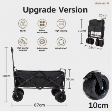 Folding Garden Trolley Wagon 120kg Heavy Duty Cart with Brake Tank Wheels