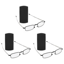 Portable 3 Pairs of Compact Folding Reading Glasses with Flip Top Carrying Case +2.5 Black