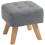 Linen-Look Square Padded Footstool - Grey 1