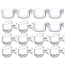 16PCS Aquatic Plant Cups, Transparent Acrylic Aquatic Plant Pot with Suction, Aquarium Decoration 2 Shapes