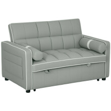 Two-Seater Linen-Look Sofa Bed - Light Grey
