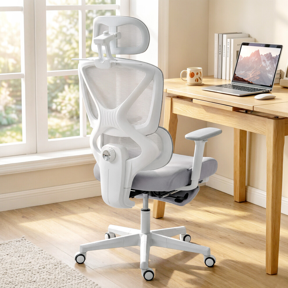 Homcom Unisex Grey Executive Office Chair, Recliner Computer Chair With Footrest, - Image 3