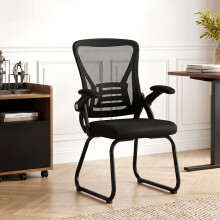 HOMCOM Office Chair with Mesh Backrest and Steel Legs, Black