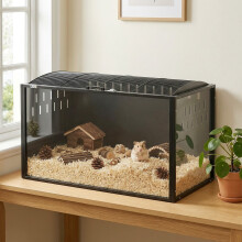 PawHut Hamster Cage Steel Acrylic Frame Large Rat Cage with Openable Top